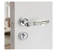 French Style Silver Gold Bedroom Bathroom Door Lock Crystal Silent Home Lock Magnetic Door Lock Handle(Silver,Magnetic Silent)