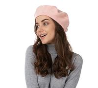 French Style Solid Color Wool Berets Beanies Cap Hats Vintage Hat (Baby Pink)