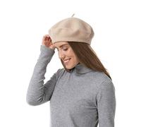 French Style Solid Color Wool Berets Beanies Cap Hats Vintage Hat (Beige)