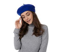 French Style Solid Color Wool Berets Beanies Cap Hats Vintage Hat (Blue)