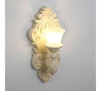French Style Wall Sconce Vintage Sculpture Wall Light Glass Wall Lamp Shade Art Deco Hardwired Sconces Wall Lighting E27 Wall Lights for Living Room Bedroom Hallway (Beige)