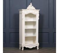 French Style White Mahogany Carved Bookcase