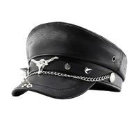 French Styles Newspaper Boy Hat With Bullheads Rivet Chain Adjustable Unisex Militaries Cap Breathable Music Festival Outdoor Activity Hat Oxhead Rivet Design Breathable Cap