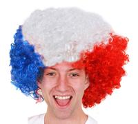 French Supporters Curly Wig I Love Fancy Dress Multi 3 Pack