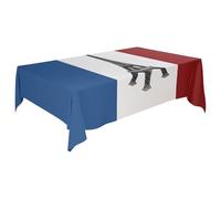 French Tablecloth - Reusable Kitchen Table Clothing, Thick Polyester & Gabardine Fabric | Patriotic France Flag Table Cover for Bastille Day, Parties, Outdoor Dining, Home Decor, Celebration Events