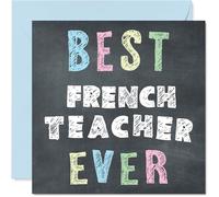 French Teacher Appreciation Card - Best French Teacher Ever - Thank You Card from Student Pupil, 145mm x 145mm Thankful Cards