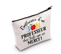French Teacher Makeup Bag French Teacher Appreciation Gifts L'Influence D'Un Bon Professeur Merci Professeur Zipper Bag (Merci UK)