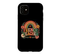 French Teacher Retro Rainbow Language Educator Design Case for iPhone 11