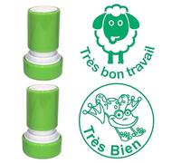 French Teacher Stamps: Très Bien & Très Bon Travail. 2 x Self-Inking Teacher Stamps, Reinkable. 22mm*