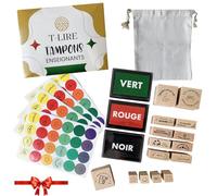 French Teachers Stamps (Set of 15) Personalised Teacher's Ink Stamp + 3 Inks + 200 Stickers + EBOOK FREE Teacher Gift Idea for Motivating Students