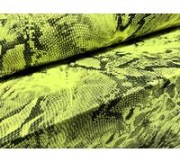 French Terry Loopback Sweatshirt Fabric, per metre - Distressed Snakeskin Print - Lime Green