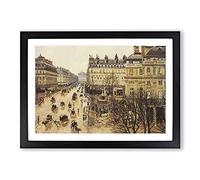 French Theatre in The Rain by Camille Pissarro Framed Print | A2 Black Framed Wall Art | Ready to Hang | French Landscape Picture | Living Room Bedroom Lounge Office