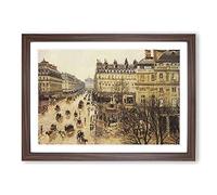French Theatre in The Rain by Camille Pissarro Framed Print | A2 Walnut Framed Wall Art | Ready to Hang | French Landscape Picture | Living Room Bedroom Lounge Office