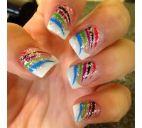 French Tip Fake Square Tip Full Covers False with Designs Artificial Acrylic Acrylic Glues on Nail for Women Clear