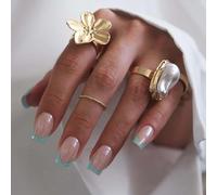 French Tip False Nails - Baby Blue Chrome Press On Nails Nude - Short Square Fake Nails With Glue - Glossy Coffin False Nails - Acrylic Full Cover Stick On Nails For Women Daily Wear Nail Art Gift