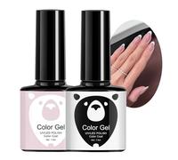 French Tip Gel Nail Polish Set, 2 PCS White & Translucent Cool Pink UV Gel Nail Polishes, Natural Classic Manicure Glossy Nail Polish set, Long Lasting Chip Resistant Nail Varnishes, Gift for Women