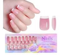 French Tip Gel Nail Tips 3 in 1 X Coat Tips Pre-applied Tip Primer, Base Coat Cover Fake Press on