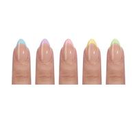French Tip Gels Nails Tips 3 in 1 X Coat Pre-applied Tip Primer, Base Coat Cover Press on Nail Step Fakes Gels Square Almond