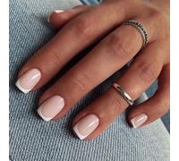 French Tip Press-On Nails 24pc Square False Nails - Classic White French Design, Full Cover Artificial Nails for Women & Girls