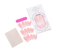 French Tip Press On Nails - Coffin Full Cover Artificial Nails with Easy Application, Long Lasting & Reusable for Everyday Wear, Parties | DIY Manicure & Salon