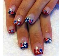 French Tip Press On Nails, Easy to Apply & Reusable, Patriotic Nail Designs for 4th of July Parties, National Celebrations, Family Gatherings - Festive DIY Nails for Women, Holiday Nail Art