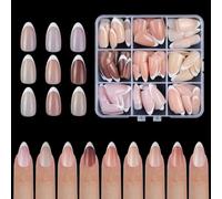 French Tip Press On Nails Fake Nails Almond Tips Full White False Nails Stick On Nails Reusable Nails For Women