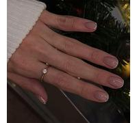 French Tip Press On Nails Glitters Short Square False Nails Glossy Designs False Stick On For Women 24Pcs Nail