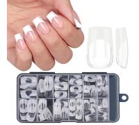 French Tip Press on nails Short Square Fake Nails, 120PCS, Clear Acrylic Press on Nail Full Cover False Nail (White)