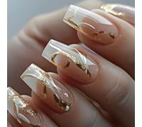 French Tip Square Tips Fake Full Covers False Designs Artificial Acrylic Acrylic Glues on Nail for Women Clear