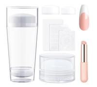 French Tip Stamp, French Manicure Kit Nail Stamping Long & Short Jelly Nail Stamper with Silicone Nail Brush, Upgraded Model Tear-resistant, Nail Art Stamp for French Manicure Home DIY Nail Salon