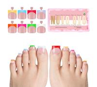 French Tip Toe Nail Tips press on 8 MIXED COLOR, Sharp Square Toe Nail Tips BABY PINK Toenail Extension, Need Builder Gel & Top Coat, no Glue Included, Full Cover Acrylic for DIY x 15 Sizes 240 pcs