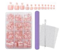 french tip toe nails, toenail press ons, 240pcs false toenails, french tip false nails, stick on toe nails with jelly glue and tools, reusable (12 sizes)