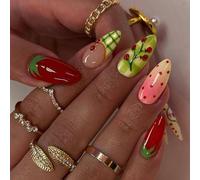 French Tips Almond False Nails 24PCS Set Natural Looking ABS Press Nails Application Modern Gradient Manicure