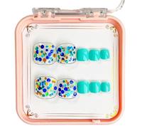 French Tips Press On Toenails Fashionable Short Square Toe Nail Stick On Colorful False Toe Nails For Women And Girls Artificial Nail