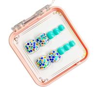 French Tips Press on Toenails Fashionable Short Square Toe Stick on Colorful False Toe Nails for Women and Girls
