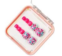 French Tips Press on Toenails Fashionable Short Square Toe Stick on Colorful False Toe Nails for Women and Girls