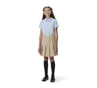 French Toast Girls' Adjustable Waist Two-tab Pleated-Front Scooter Skirt, Khaki, 7