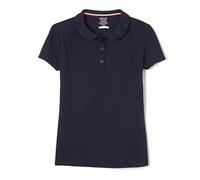 French Toast Girls' Big Short Sleeve Peter Pan Collar Polo, Navy, XL (14/16)