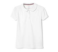 French Toast Girls' Big Short Sleeve Peter Pan Collar Polo, White, L (10/12)