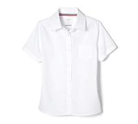 French Toast Girls' Big Short Sleeve Pocket Shirt, White, 12