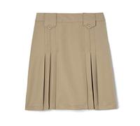 French Toast Girls' Front Pleated Skirt with Tabs - Beige - 10