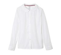 French Toast Girls' Long Sleeve Woven Shirt with Peter Pan Collar (Standard & Plus) Blouse, White, 18