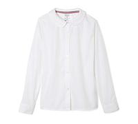 French Toast Girls' Long Sleeve Woven Shirt with Peter Pan Collar (Standard & Plus) Blouse, White, 4 Years