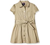 French Toast Girls' Short Sleeve Safari Dress, Khaki, 8