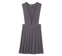 French Toast Girls' V-Neck Pleated Jumper Casual Dress, Heather Gray, 4 Years