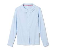 French Toast Little Girls' Long Sleeve Peter Pan Collar Blouse, Light Blue, 6 Years