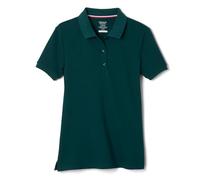French Toast Women's Cotton Blend Stretch Pique Short Sleeve Polo Shirt, Hunter Green, L