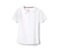 French Toast Women's Short Sleeve Peter Pan Collar Blouse (Standard & Plus), White, 7