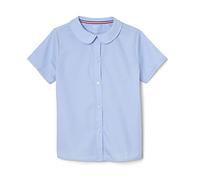 French Toast Womens Short Sleeve Peter Pan Collar (Standard & Plus) Blouse, Light Blue, 16 Years