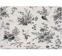 French Toile De Jouy Bath Mats Classic Floral Pattern Doormats Monochrome Bath Decor Black And Off White Bath Rug Vintage Flower Art 36x24 Inch